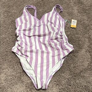 Striped Purple and White Women’s Swimsuit